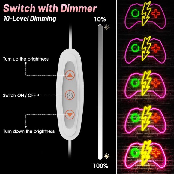 Gaming Neon Sign Dimmable Gamer LED Neon Lights for Video Game Room - Picture 2 of 6